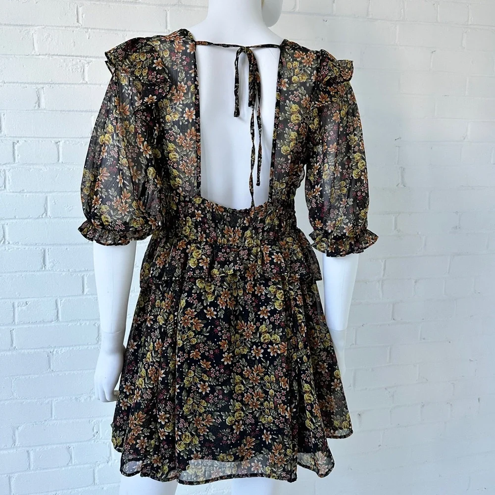 Topshop Floral Ruffle Mini Dress - Picture 6 of 7